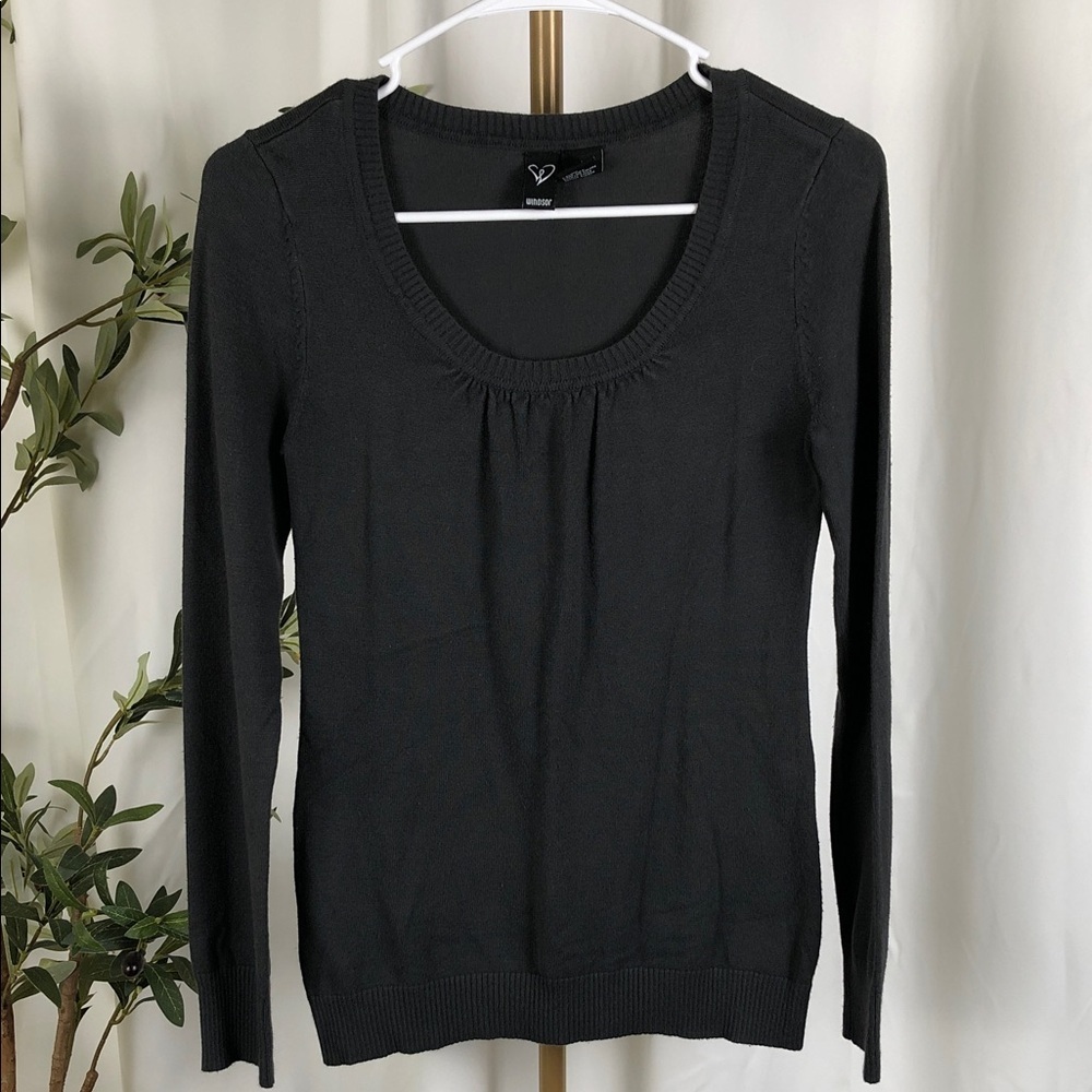 Windsor Black Scoop Neck Ribbed Trim Sweater Sz S (T4)